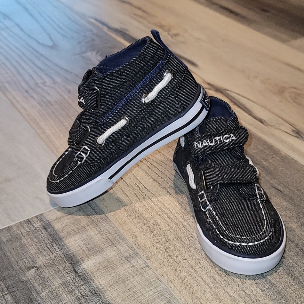 Toddler boys denim nautica high tops.